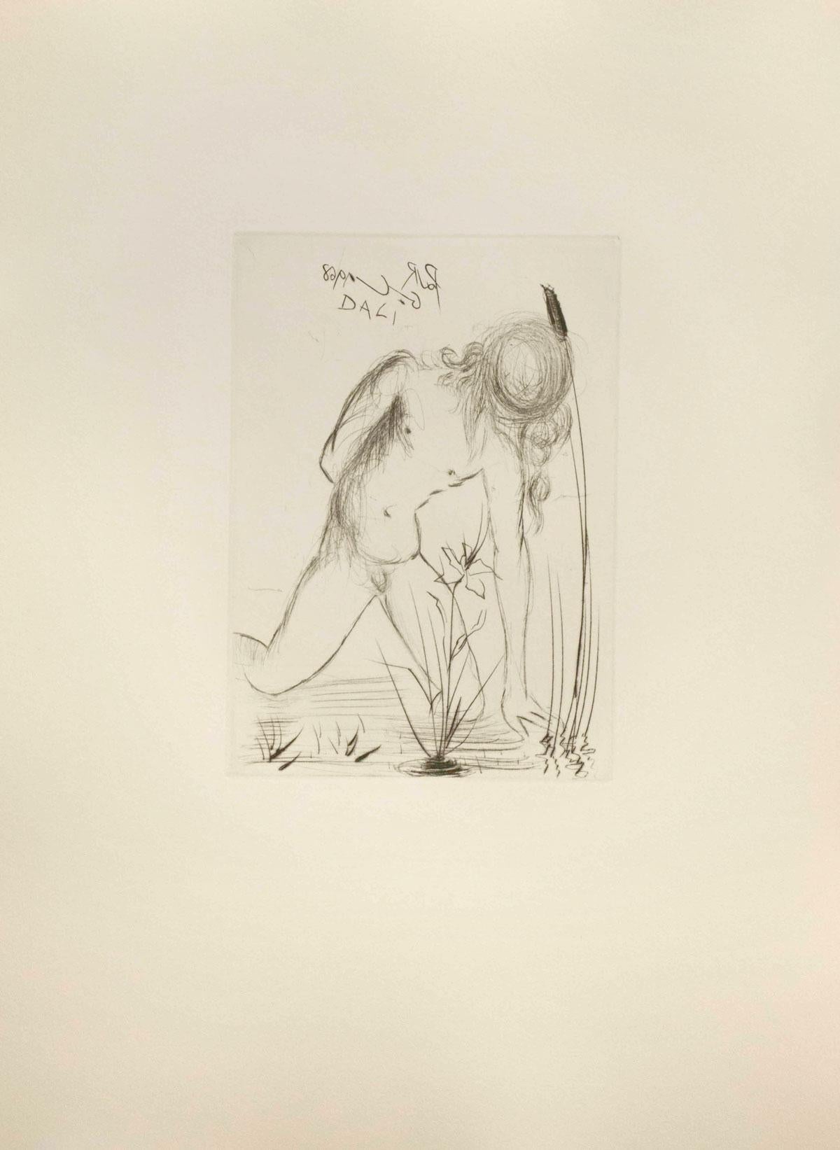 (after) Salvador Dali Portrait Print - Narcissus
