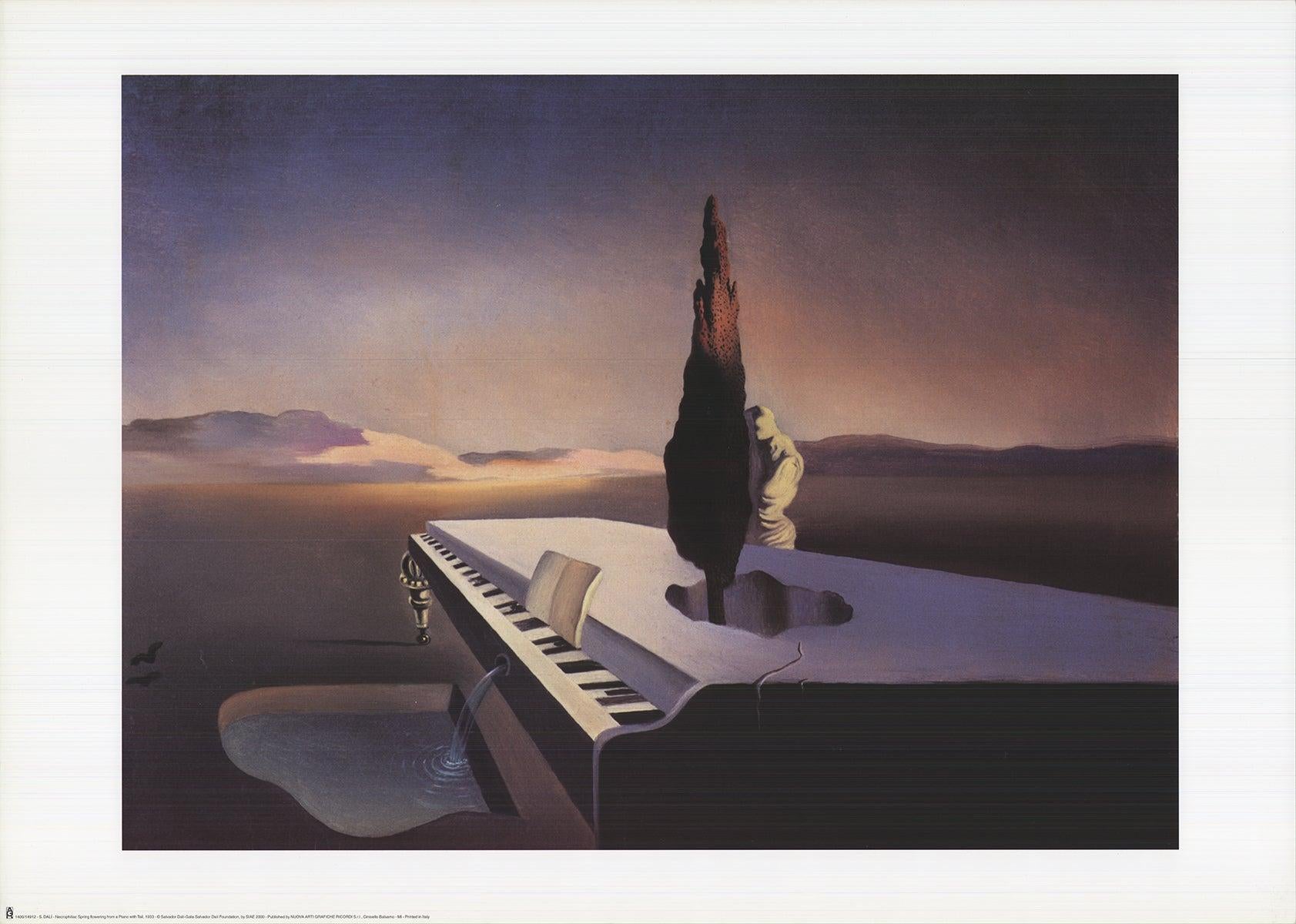 Figurative Print (after) Salvador Dali - Nécrophile fleurissant au printemps à partir d'un piano à queue