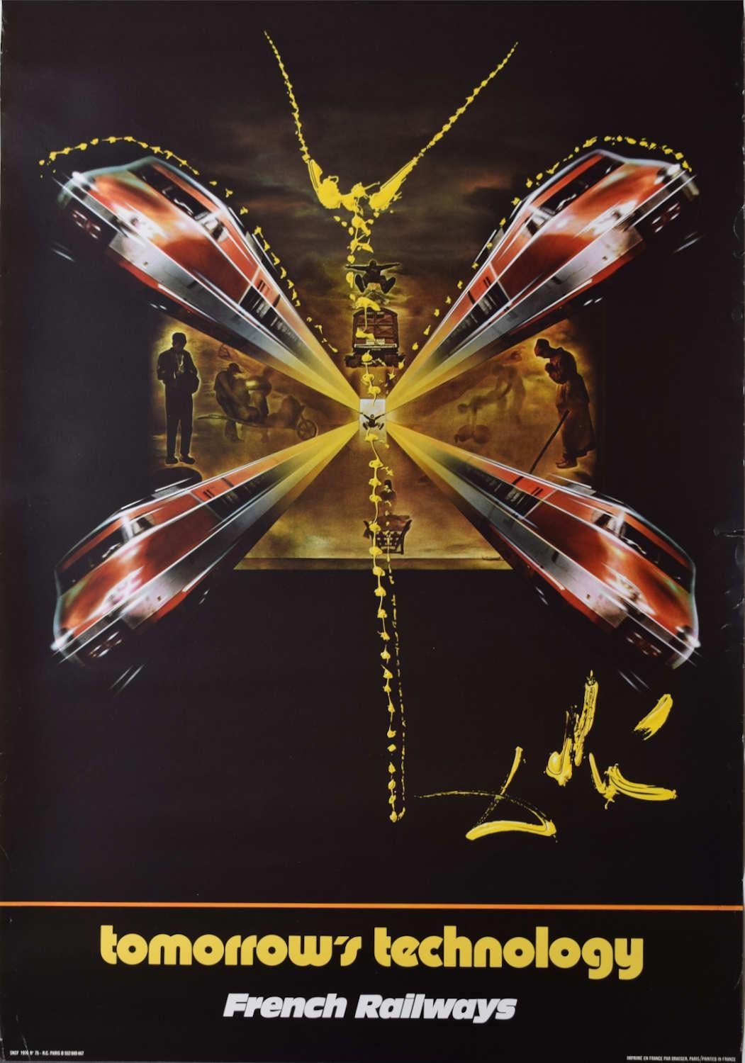 Affiche de Salvador Dali, 1976, SNCF, Chemin de fer français, Tomorrow's Technology