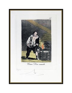 Salvador Dali Color Etching HAND SIGNED Original Surreal Caprices De Goya Art