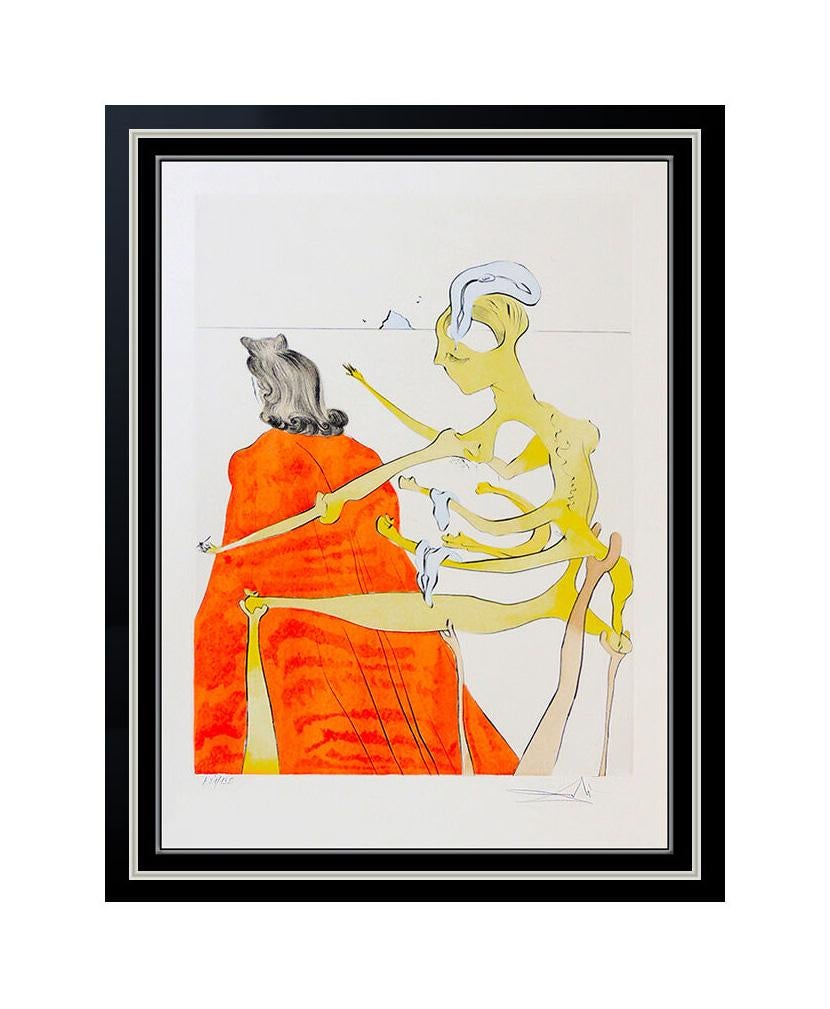 (after) Salvador Dali Print - Salvador Dali Original Color Etching Hand Signed Surrealism Artwork Back Of Gala