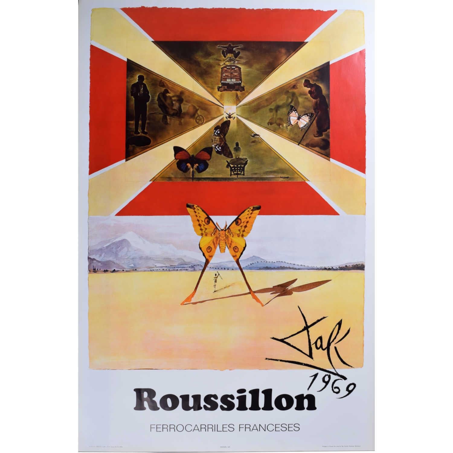 Salvador Dali Roussillon French National Railways SNCF Poster (1969) Surrealist - Print by (after) Salvador Dali