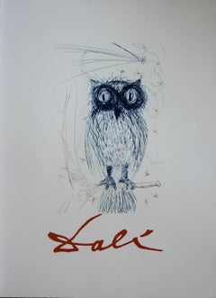 Vintage The Blue Owl - Lithograph - Edited by J. Schneider, 1983
