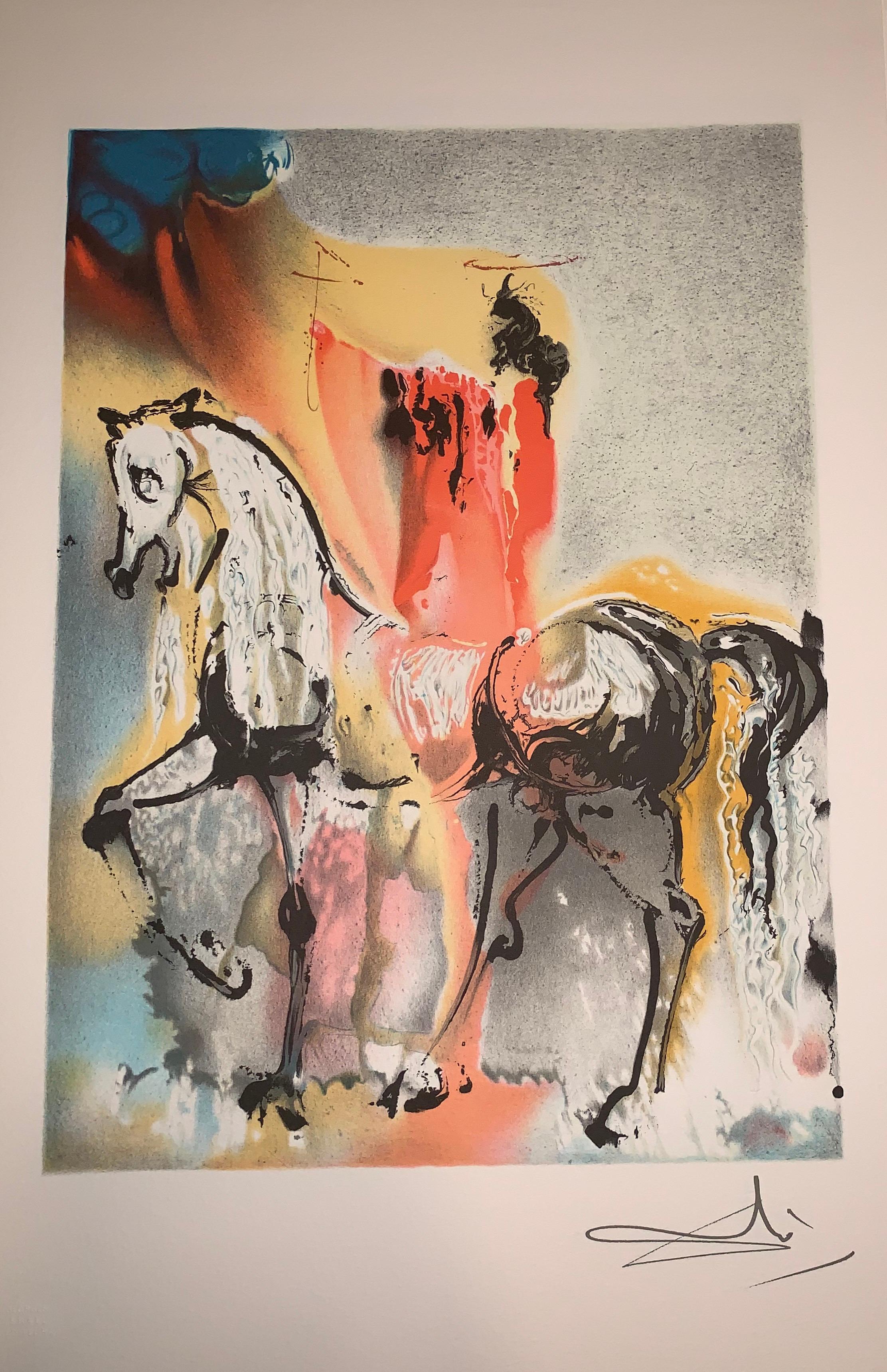 The Christian Knight – Der christliche Ritter – Die Pferde von Dali – Lithographie – Surrealist – 1983 – Print von (after) Salvador Dali