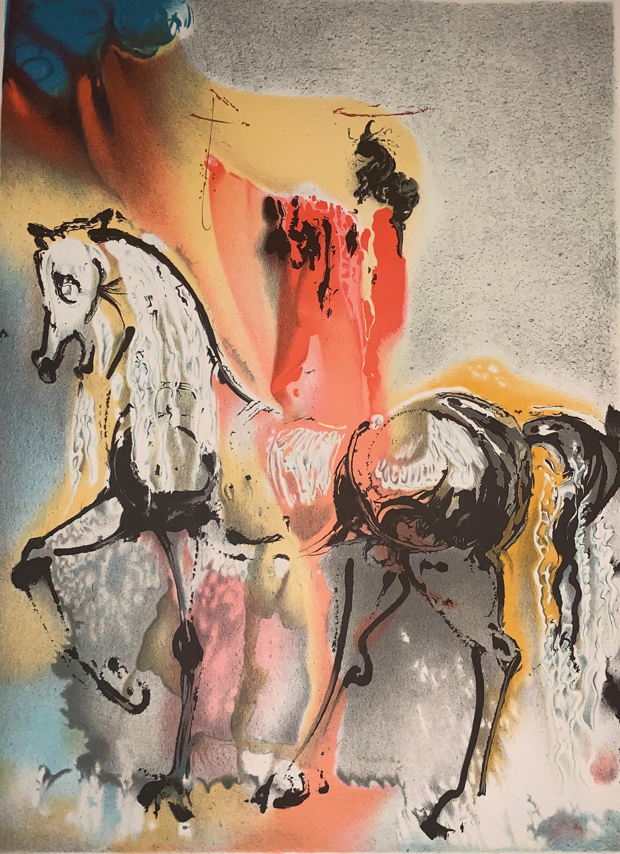 (after) Salvador Dali Figurative Print - The Christian Knight - The horses of Dali - Lithograph - Surrealist - 1983
