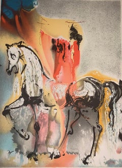 The Christian Knight - The horses of Dali - Lithograph - Surrealist - 1983