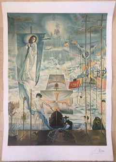 DER TRAUM VON KOLUMBUS SALVADOR DALI ORIGINAL SIGNIERTE LITHOGRAPHIE LIMITIERTE AUFLAGE