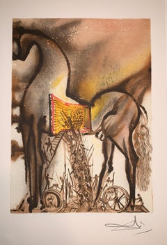 Trojan Horse - The horses of Dali - Lithograph - Surrealist - 1983