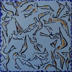 Vintage Night of Birds - ceramic tile - 1954