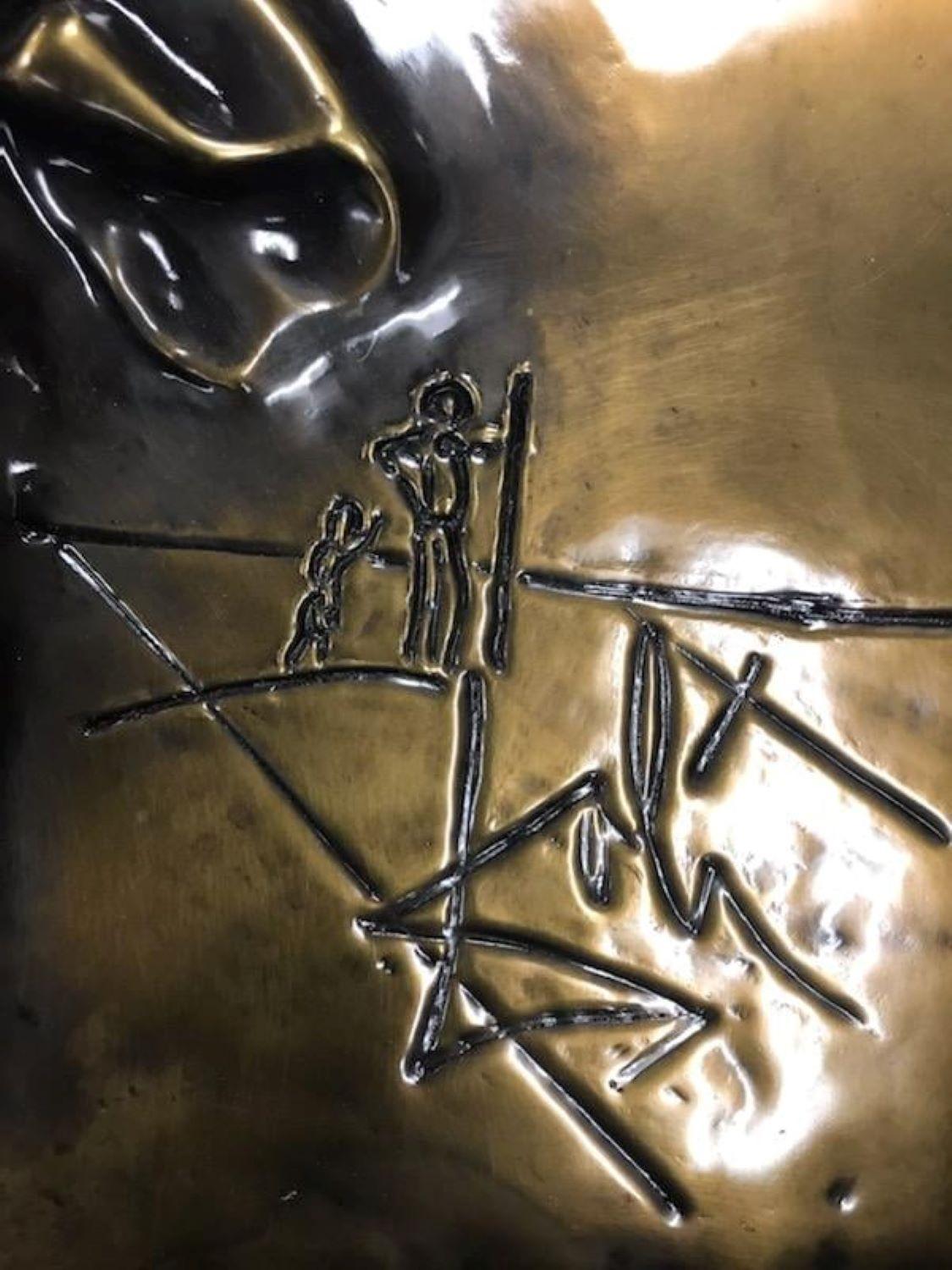 Salvador Dali Christ of Saint John of the Cross BAS Relief Sculpture Gold - Brown Figurative Sculpture by (after) Salvador Dali