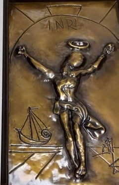 Salvador Dali Christ of Saint John of the Cross BAS Relief Sculpture Gold