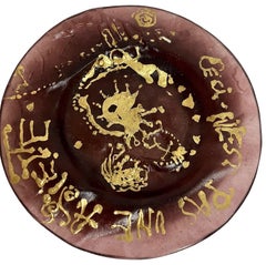 Salvador Dali Daum Pate de Verre with Gold, Glass Plate Sculpture Crystal Art