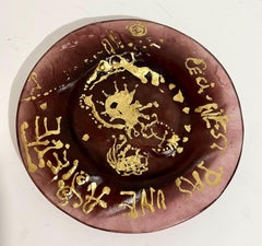 Salvador Dali Daum Pate de Verre with Gold, Glass Plate Sculpture Crystal Art