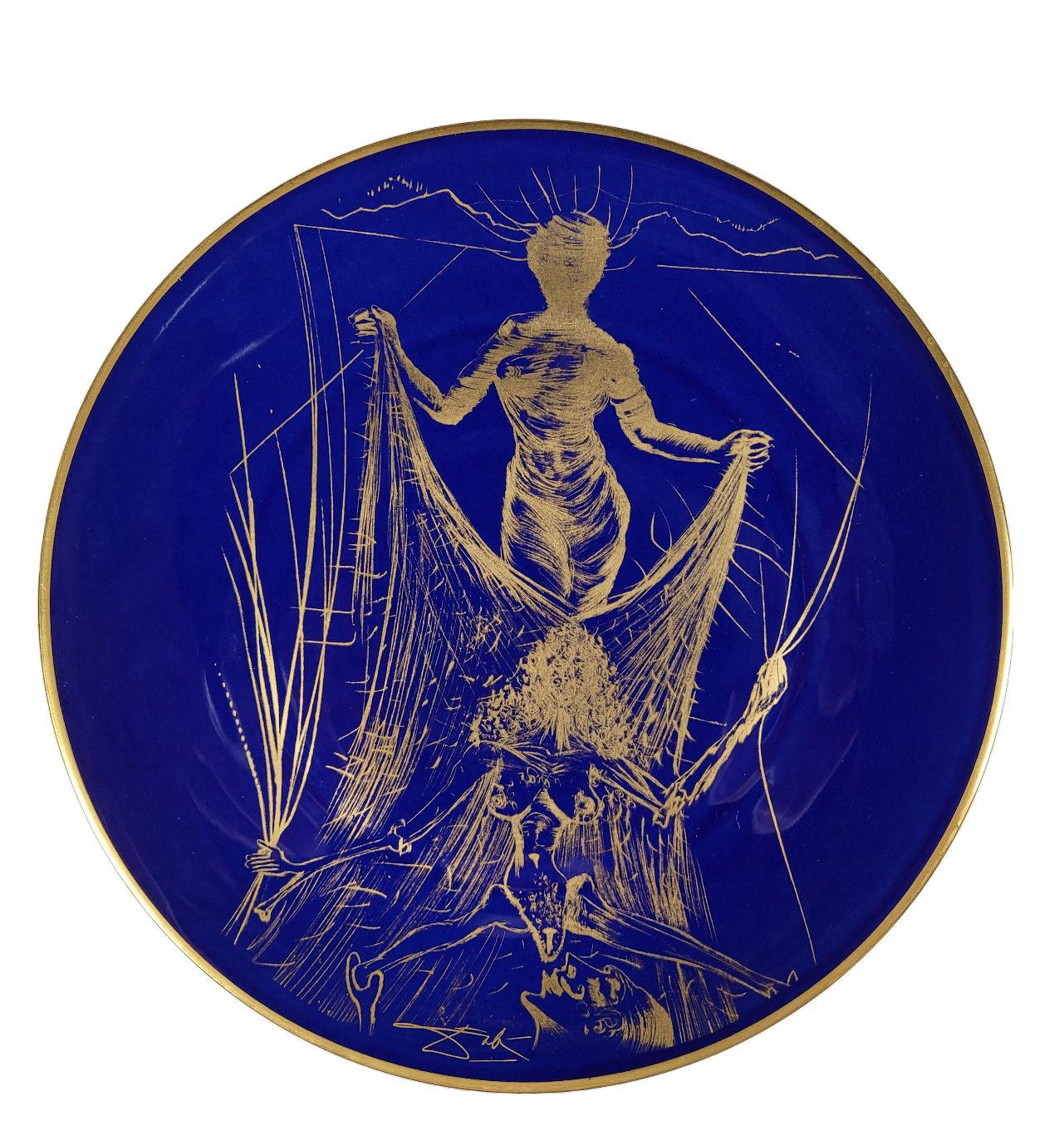 (after) Salvador Dali Abstract Sculpture - “Woman with Veil” exclusive Dali and Raynaud & Co. Ltd. Ed. Porcelain Plate 