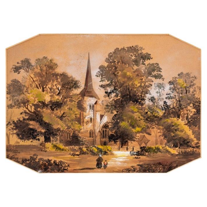 After Samuel Read "A Country Church", Watercolor For Sale