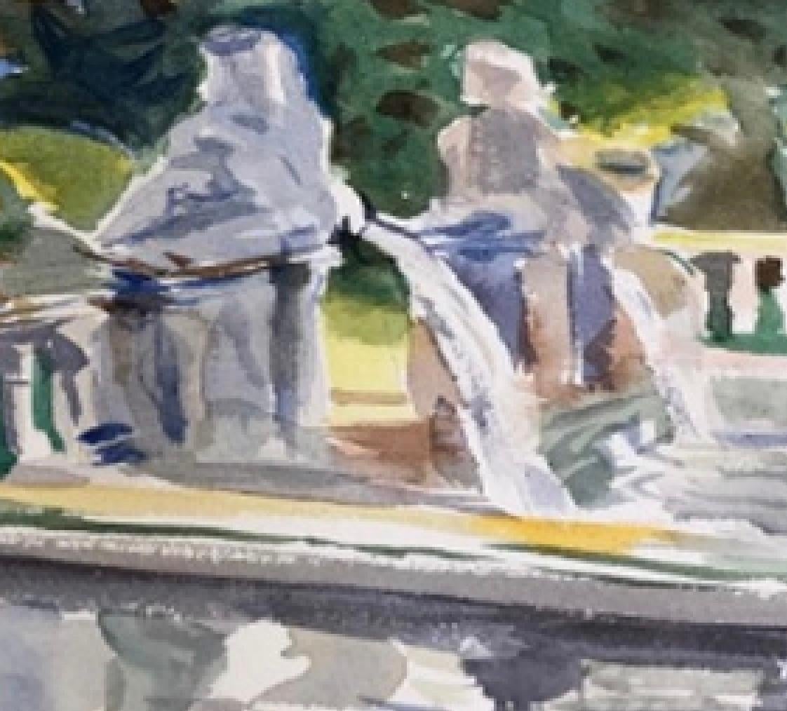 After Sargent “Villa di Marlia, Lucca: A Fountain” circa 1910, 2019 In Good Condition For Sale In Sag Harbor, NY