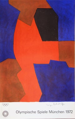 Komposition in Rot und Blau - Lithographie (Olympic Games München 1972)