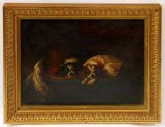 The Cavalier's Pet's – Zwei antike Hunde von König Charles Spaniels, Ölgemälde