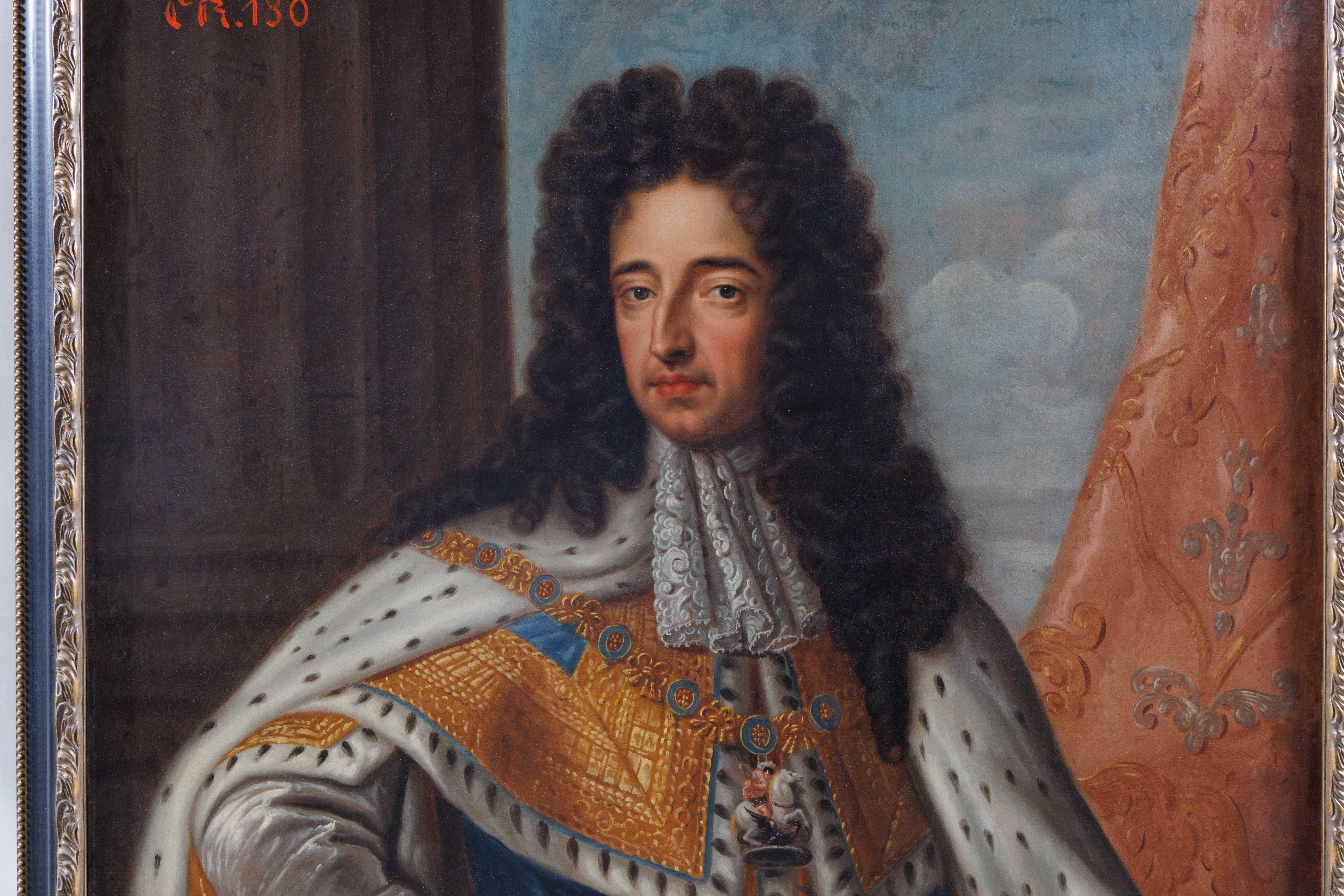 Grande et magnifique huile sur toile représentant le roi William III (1672-1702) - Marron Portrait Painting par (After) Sir Godfrey Kneller