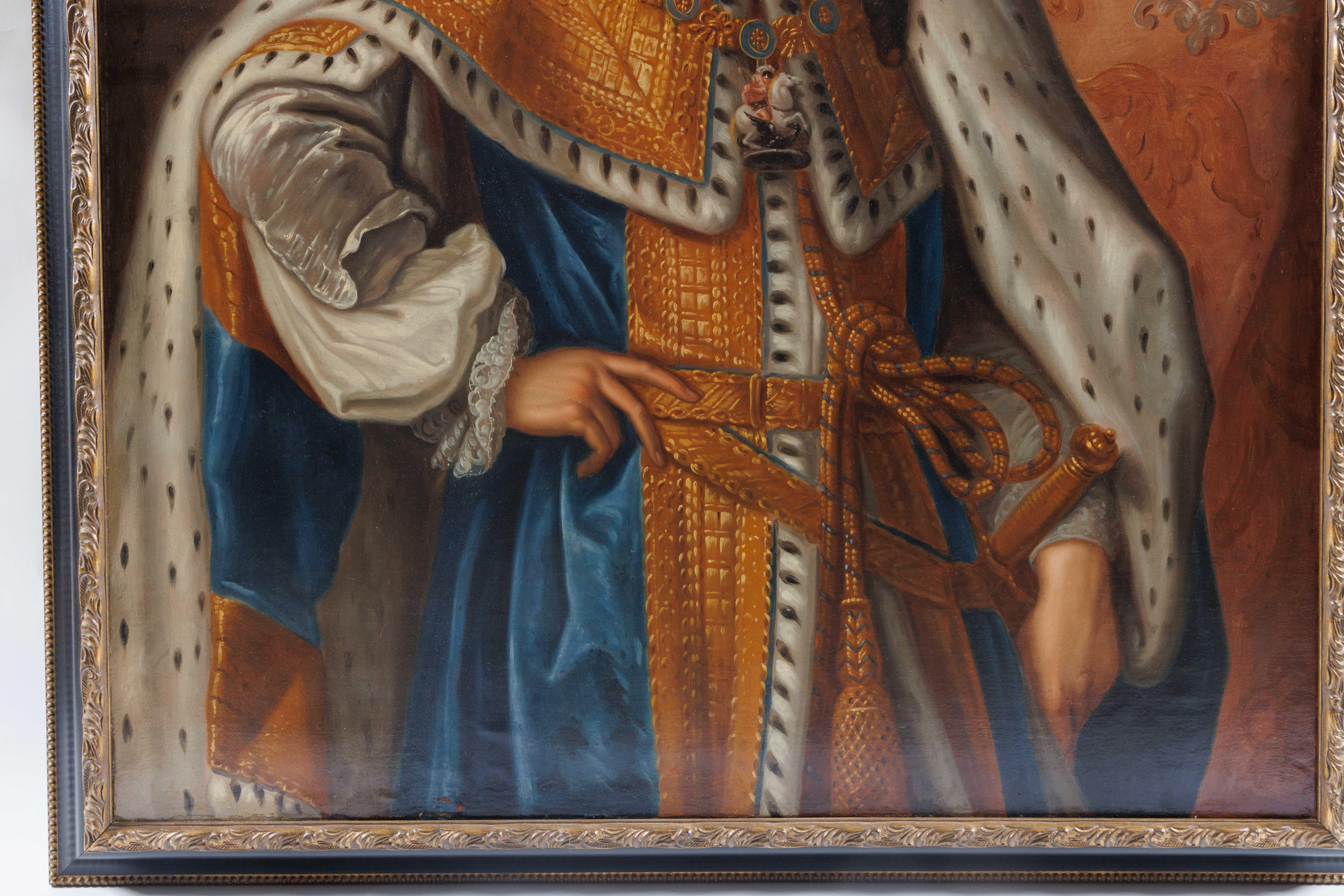 Grande et magnifique huile sur toile représentant le roi William III (1672-1702) 1