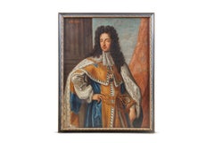 Un gran y magnífico cuadro al óleo sobre lienzo del rey Guillermo III (1672-1702)