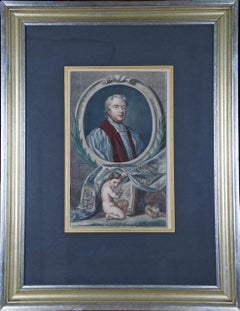 Antique Tillotson, Archbishop of Canterbury: An 18th C. Hand-Colored Portrait by Kneller