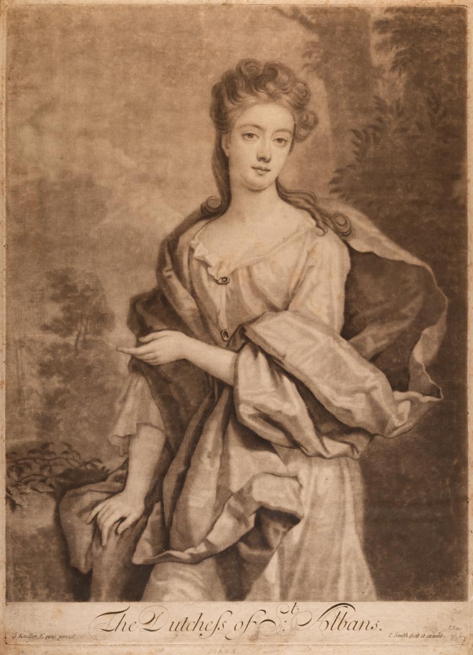  Die Herzogin von St. Albans: Ein Porträt aus dem 17. Jahrhundert nach einem Kneller-Gemälde – Print von (After) Sir Godfrey Kneller
