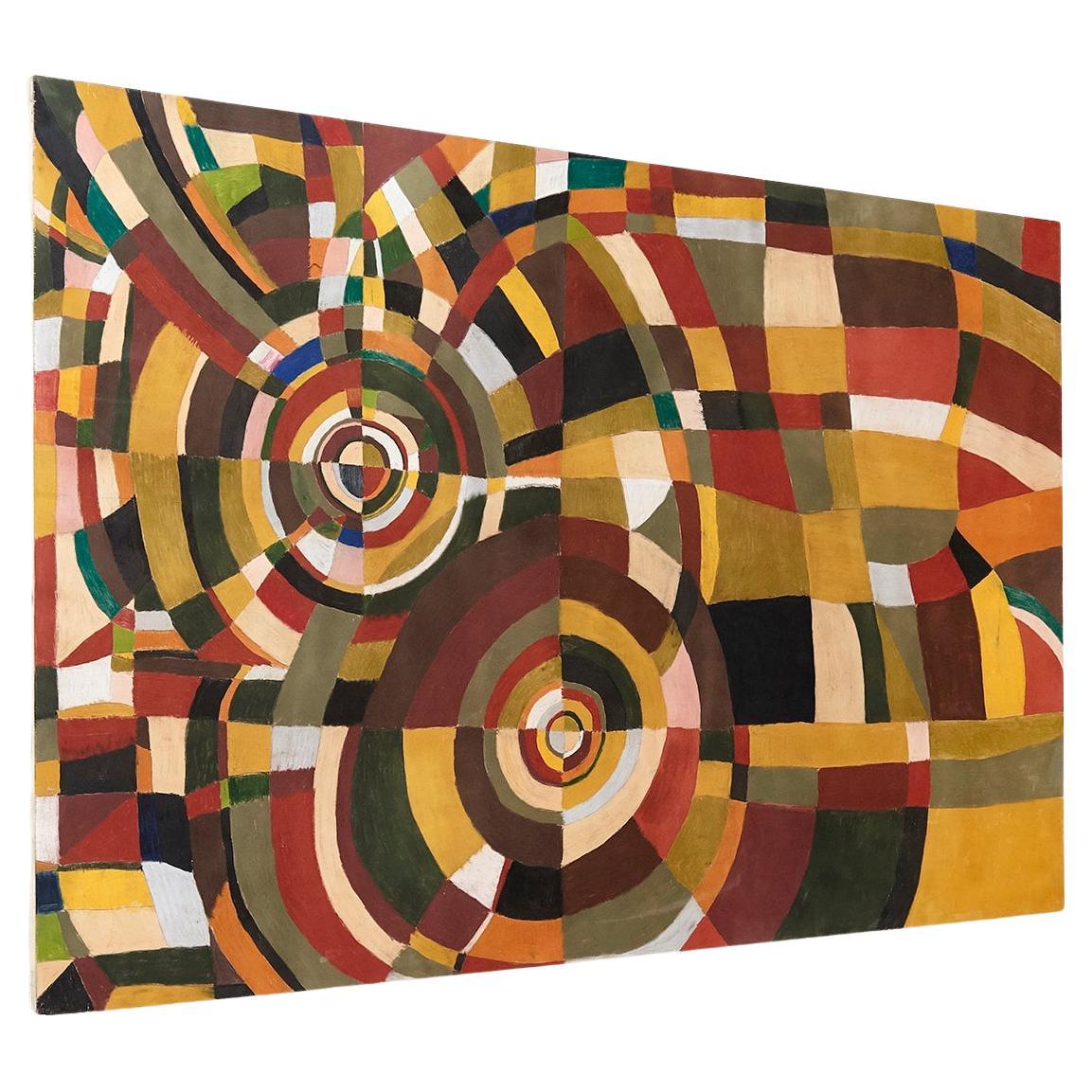 Nach Sonia Delaunay Große bunte Malerei in Holz
