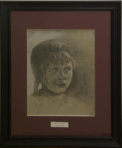  "Portrait of Young Girl" (Portrait de petite fille) Lithograph - Framed 