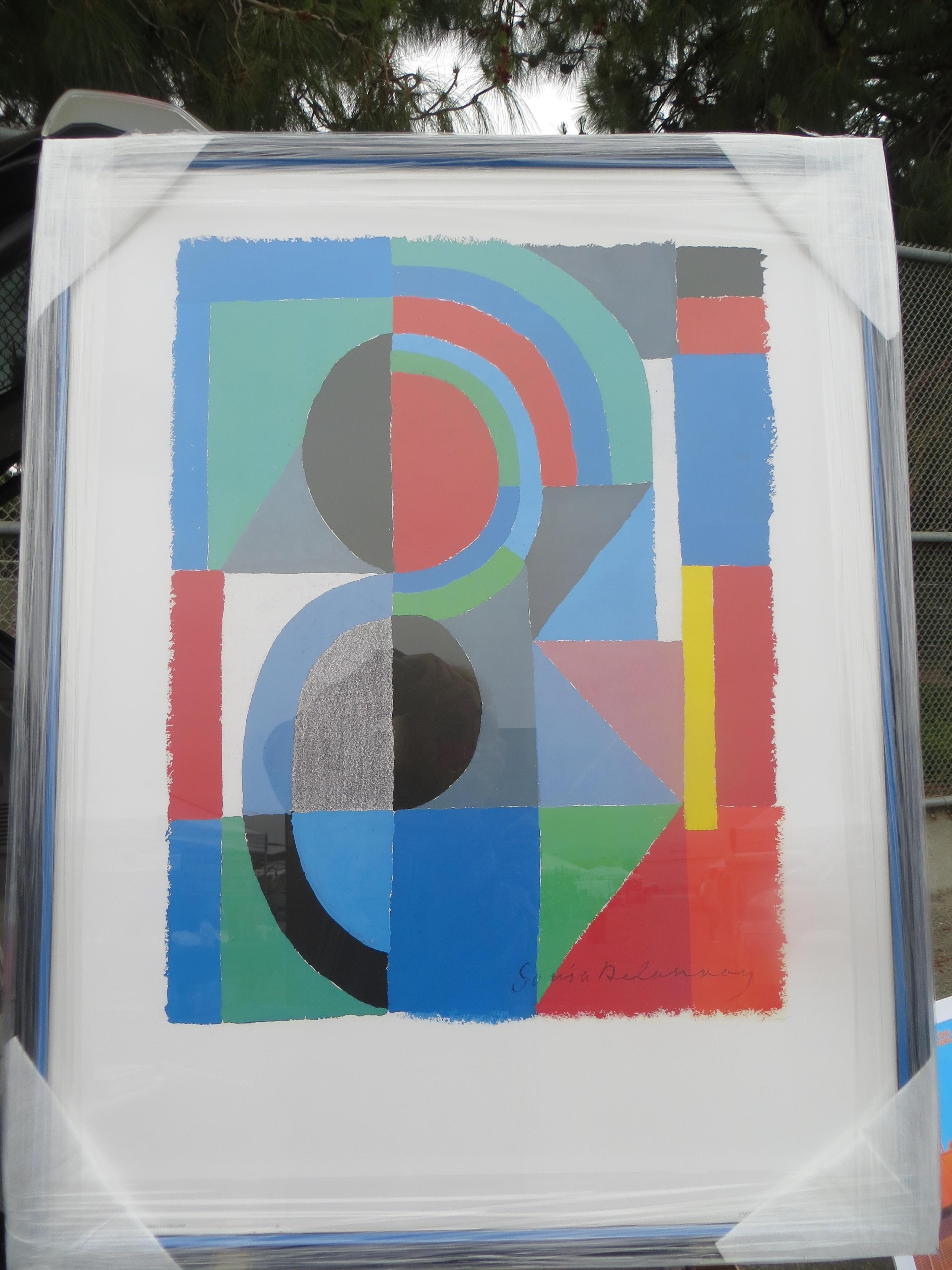  Screen Print custom framed by Sonia Delaunay's career spanned the European continent, allowing her to reap the riches of the exciting advances by many avant-garde art groups. Born and raised in Russia, she was educated in Germany and then France,