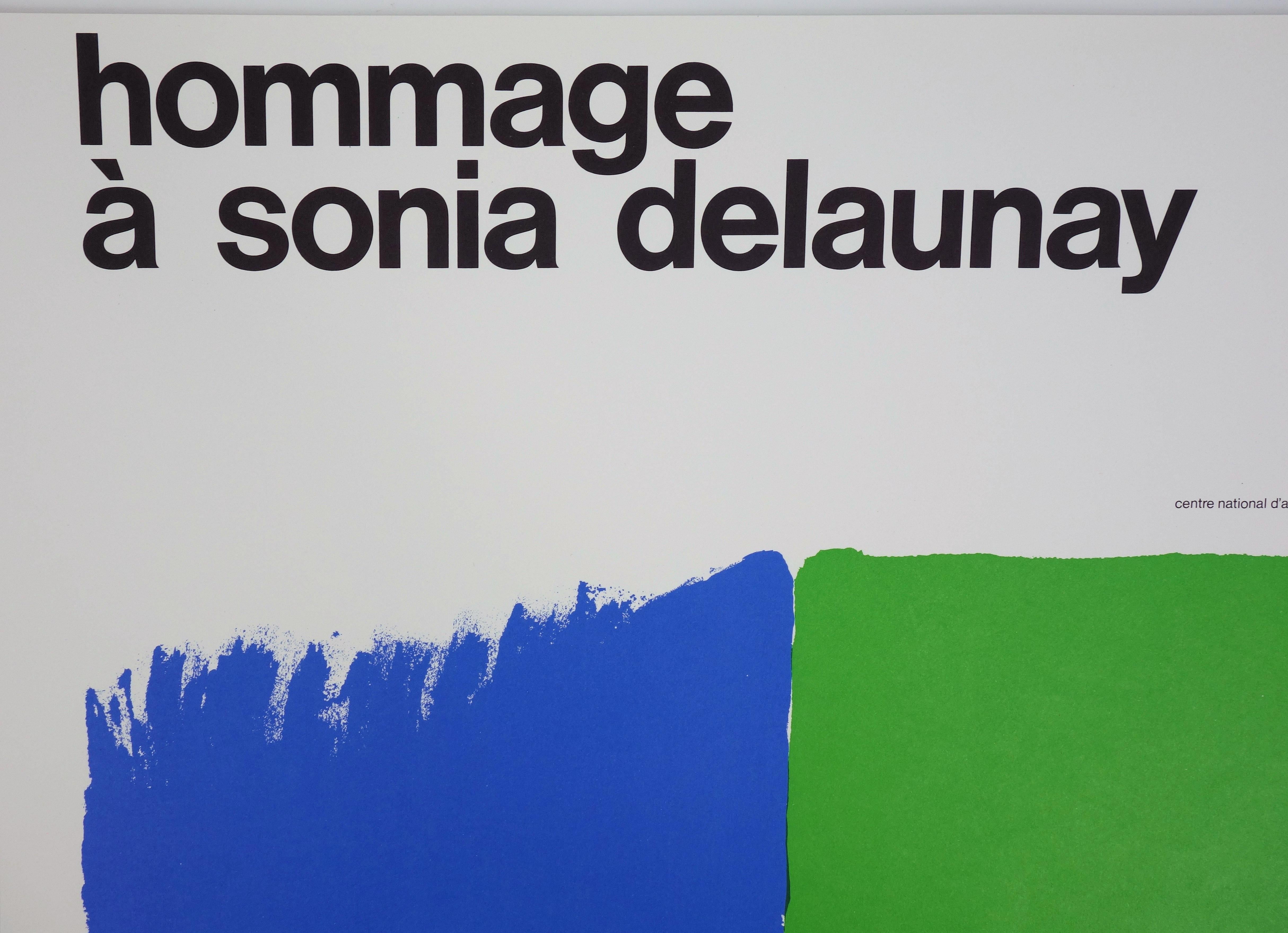 Homenaje a Sonia Delaunay - Litografía Stone - 1975 - Abstract Print Púrpura de (after) Sonia Delaunay