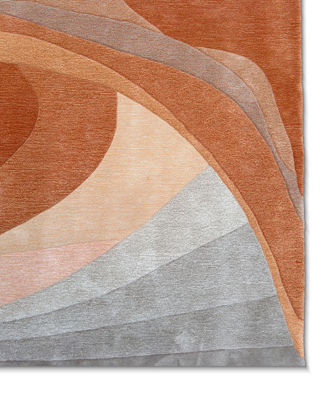 handgetufteter teppich 'after sun' in orange und grau von RAG HOME  (21. Jahrhundert und zeitgenössisch) im Angebot