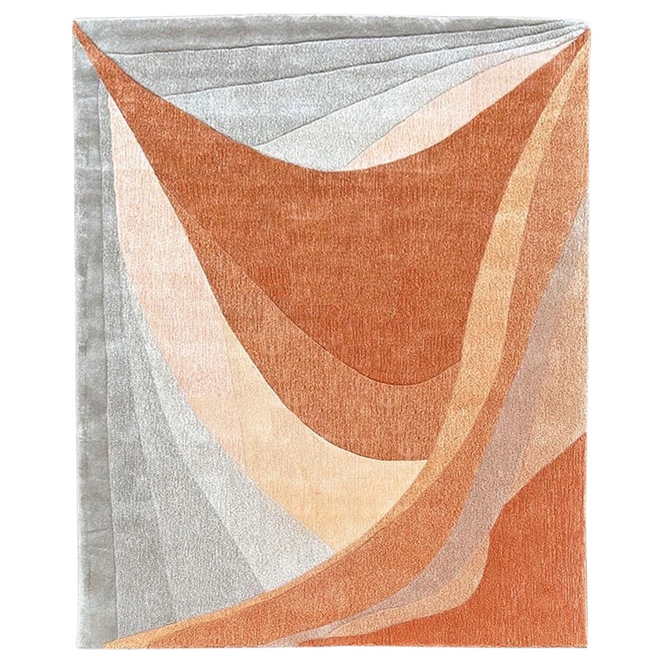 Tappeto 'after sun' con sfumature arancioni e grigie realizzato a mano da RAG home