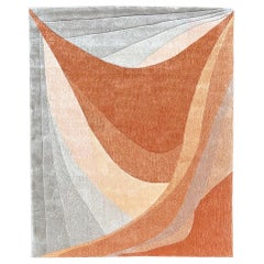 Tappeto 'after sun' con sfumature arancioni e grigie realizzato a mano da RAG home
