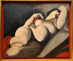 Vintage "La Belle Raphaela" Oil on Canvas after Tamara de Lempicka