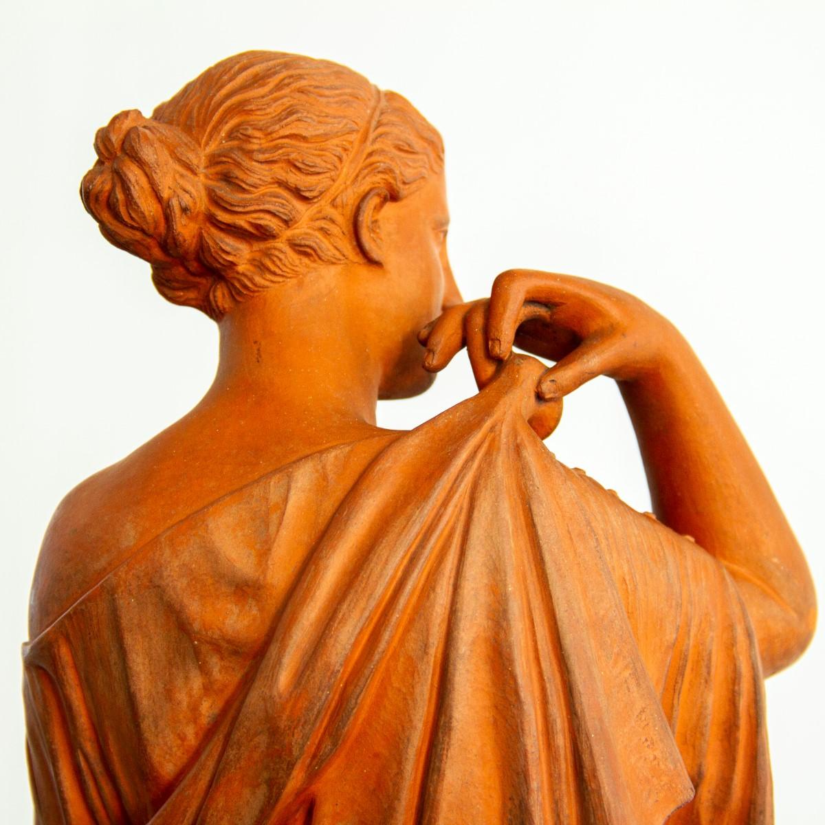 Terracotta After the Antique a 19th Century Stamped Blashfield figure of Diana de Gabies