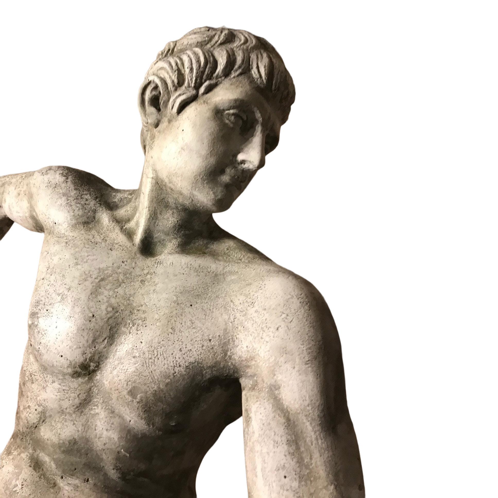 Grand Tour After the Antique, a Large 20th C Plaster Figure of a Discus Thrower For Sale