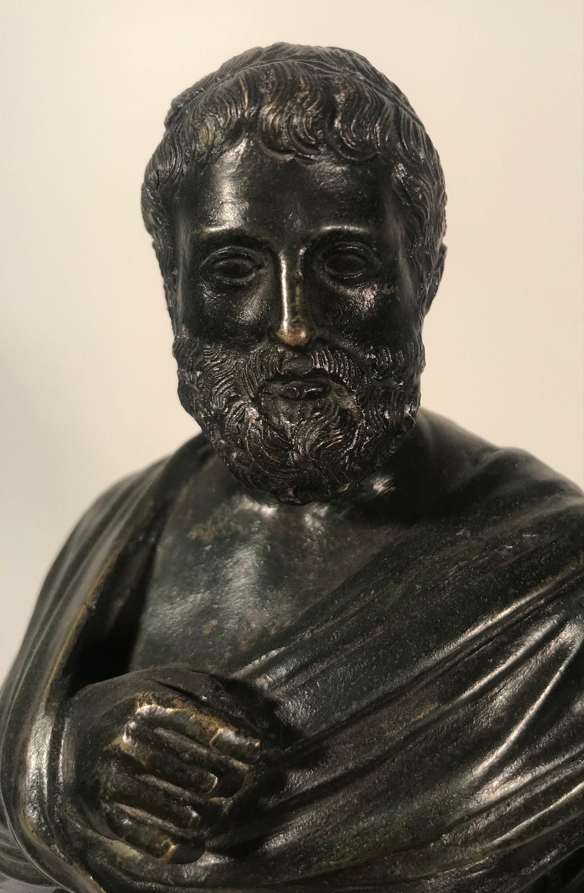 After the Antique, Grand Tour Bronze of Aristotle For Sale 2