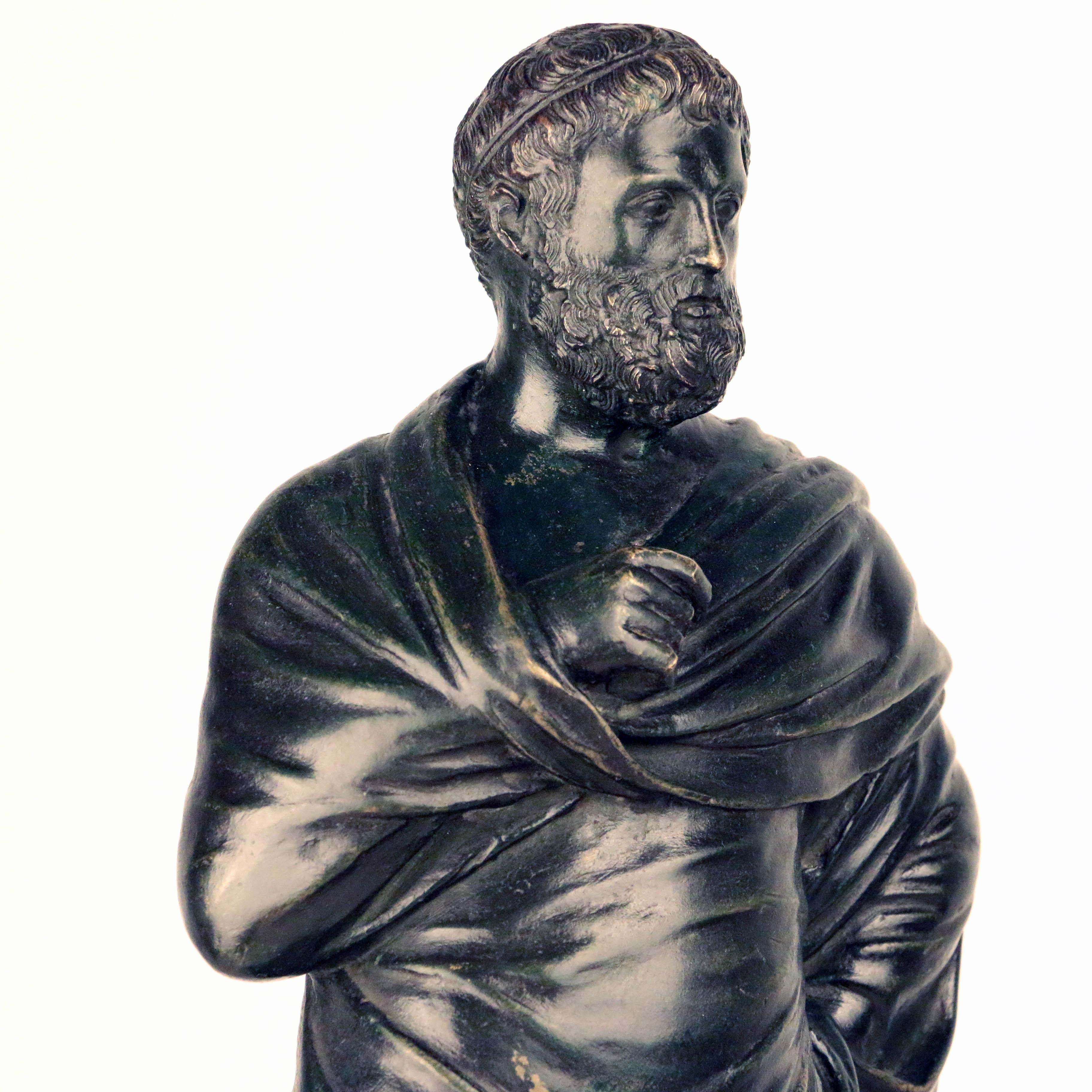 After the Antique, Grand Tour Bronze of Aristotle In Good Condition For Sale In Montreal, QC
