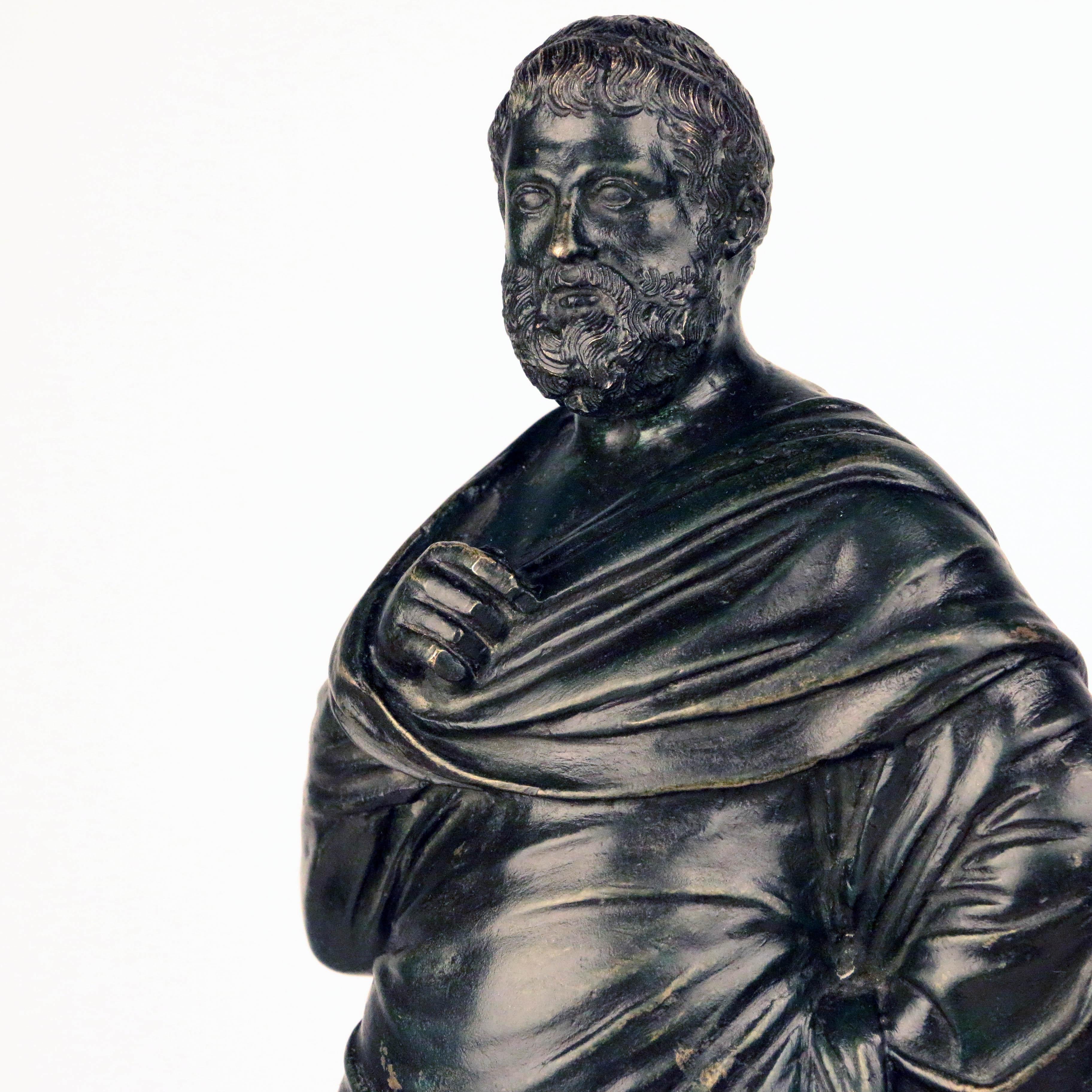 Mid-19th Century After the Antique, Grand Tour Bronze of Aristotle For Sale
