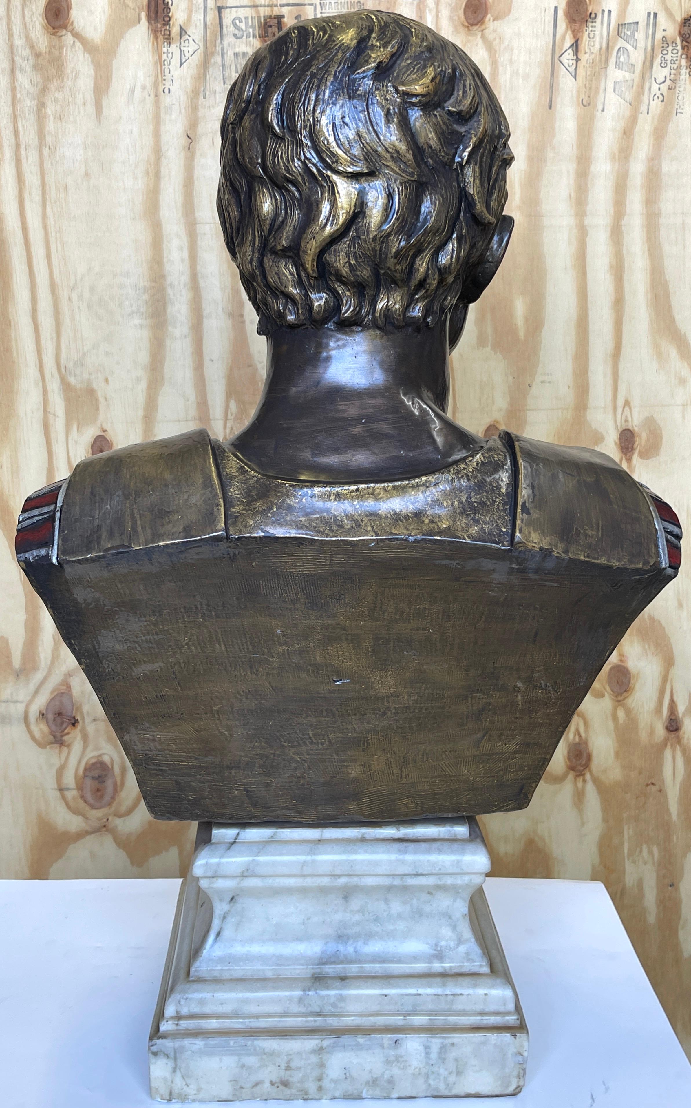 After the Antique Polychromed Bronze Bust of the Prima Porta Augustus Caesar In Good Condition For Sale In West Palm Beach, FL