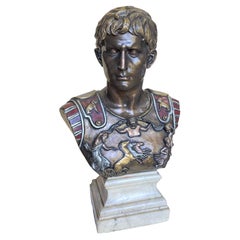 After the Antique Polychromed Bronze Bust of the Prima Porta Augustus Caesar