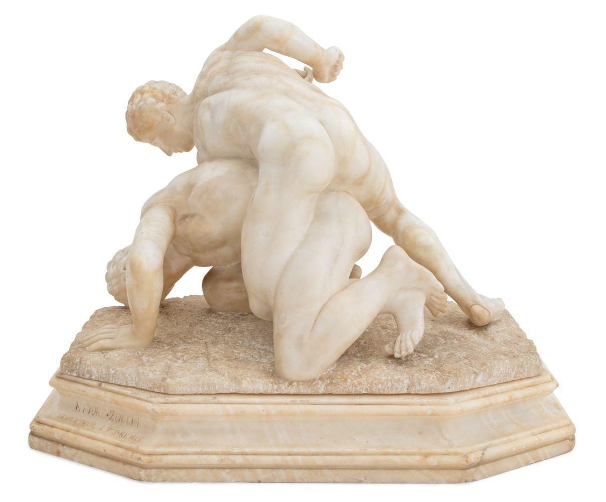 Greco classico Dopo l'antica scultura in pietra di due lottatori in vendita