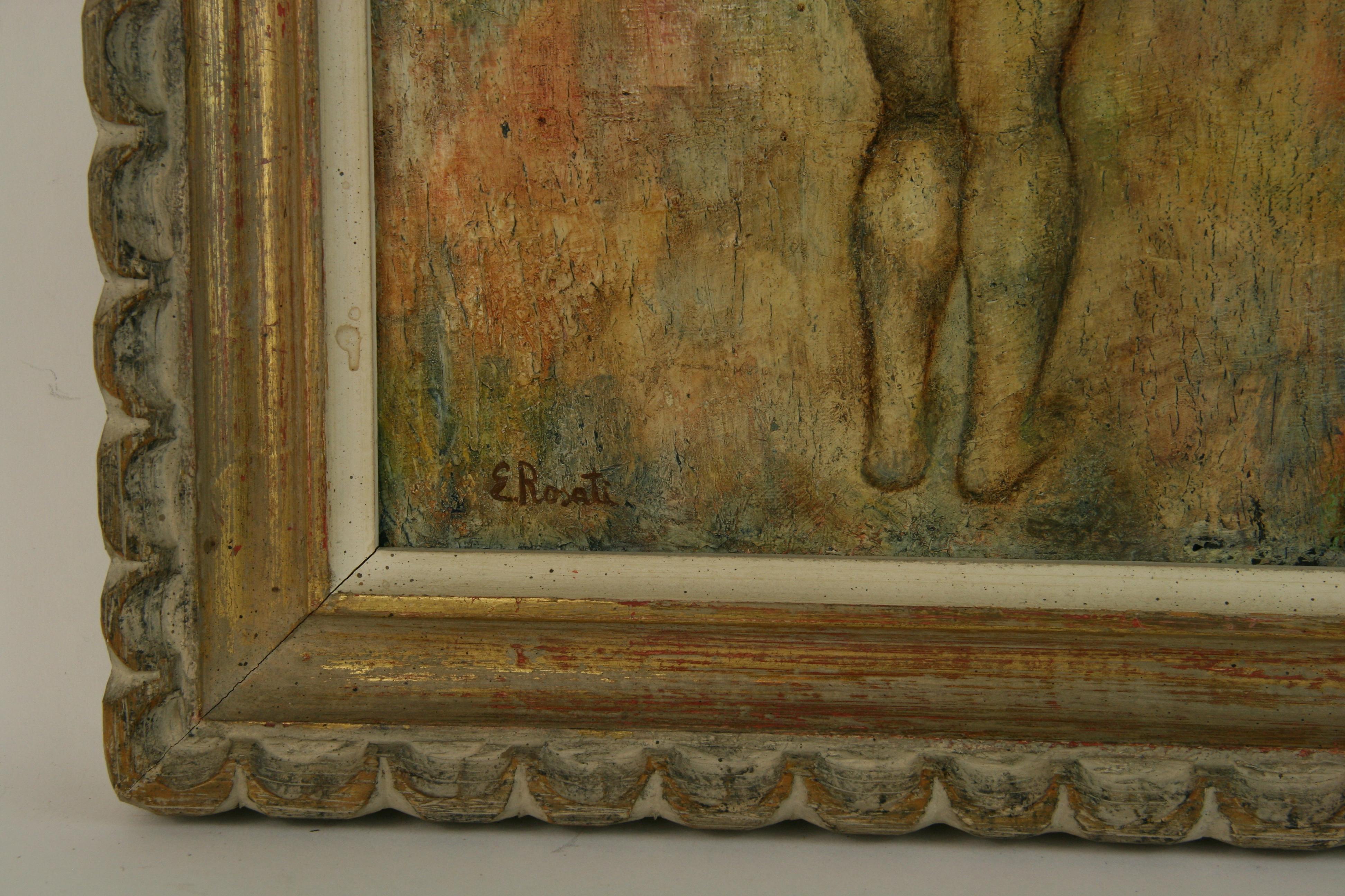 Antique  Italian After The Bath Nude by Rosati In Good Condition For Sale In Douglas Manor, NY