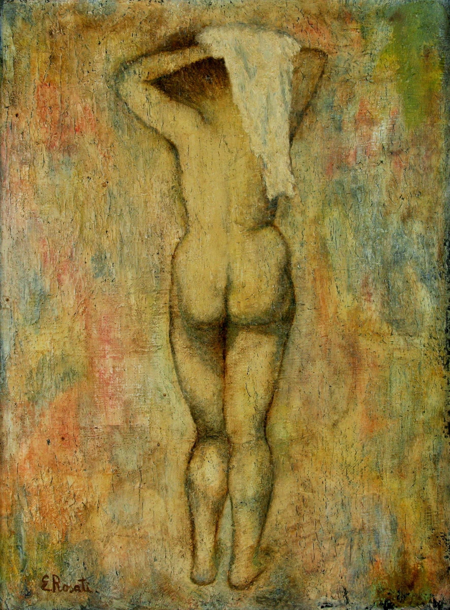 Mid-20th Century Antique  Italian After The Bath Nude by Rosati For Sale