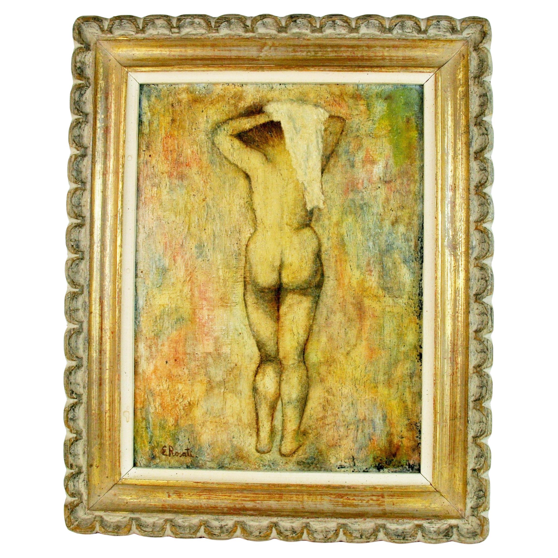 Antique  Italian After The Bath Nude by Rosati For Sale
