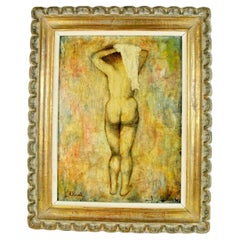 Antique  Italian After The Bath Nude by Rosati