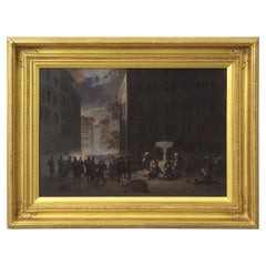 "After the Battle" Antique Oil Painting on Canvas by Auguste Doviane