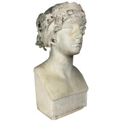 After the Greek Archaic Carved White Marble Bust of Calliope