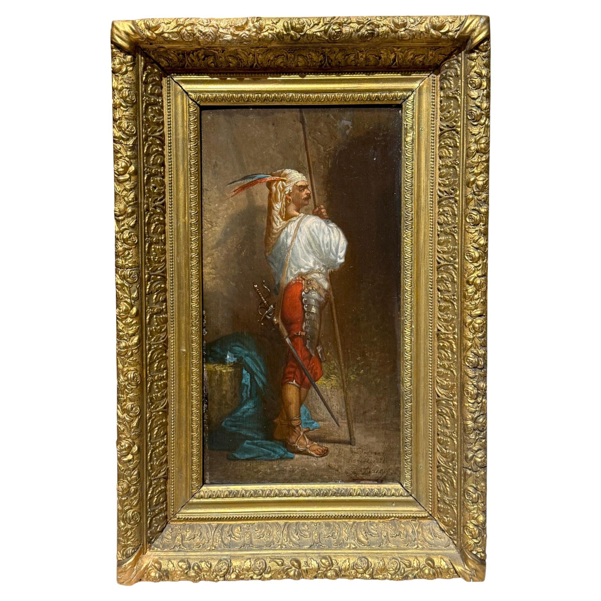 After “The Palace Guard” by Alexandre Gabriel Decamps, Oil on Wood Panel, 19th For Sale
